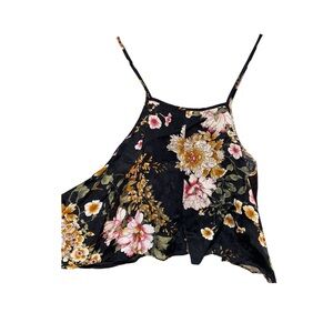 Maeve | Black Floral cropped tank top high chest